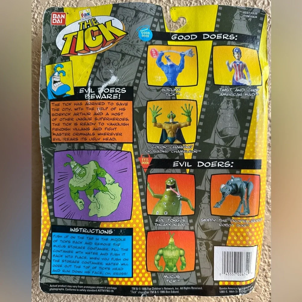 Mucus Tick - The Tick Action Figure - Sealed - Bandai 1995 - Vintage